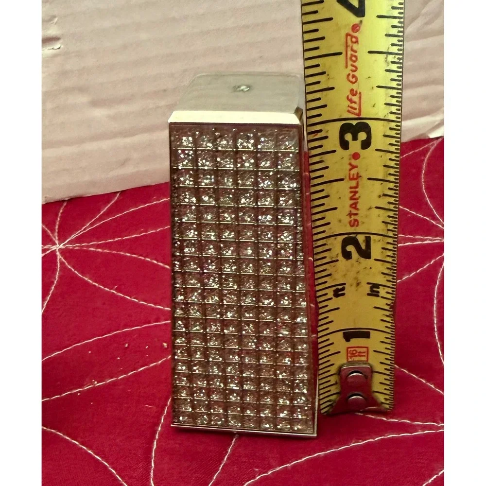 Silver Tone Rhinestone Studded Salt and Pepper Shaker Set Modern Wedge Design